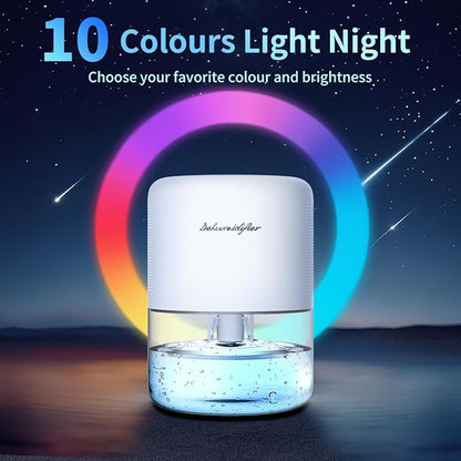 NeedDuck Dehumidifier for Home Small Quiet Dehumidifiers for 44OZ Water Tank Auto Defrost and Shutoff 10 Colors Light 4 Timer Options 3 Modes Portable Dehumidifiers for Bedroom Bathroom Closet RV
