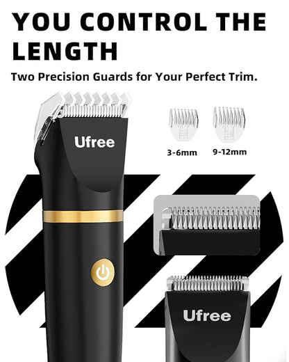 Ufree Body Hair Trimmer for Women, Manscape Pubic Hair Trimmer, 3 in 1 Body Grooming Kit for Lady, Waterproof Body Electric Shaver Razor, Grooming for Face and Body, Gifts for Women, Black