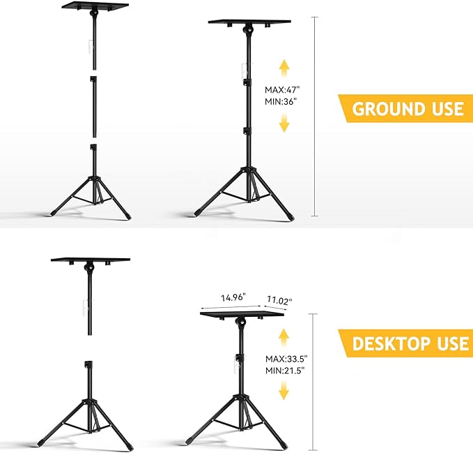 Facilife Projector Stand Tripod - Laptop Tripod Projector Stand Adjustable Height 22 to 47 Inch, Projector Tripod Stand, Tripod for Porjector, Projector Stand for Outdoor Movies