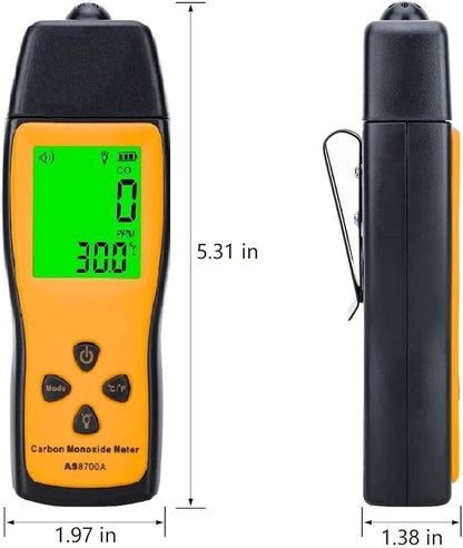 Cheffort Handheld Carbon Monoxide Meter, Portable Carbon Monoxide Detector, Professional-Grade CO Gas Tester with LCD Backlit Display, 0-1000PPM Range for Industrial and Home (Battery Not Included)