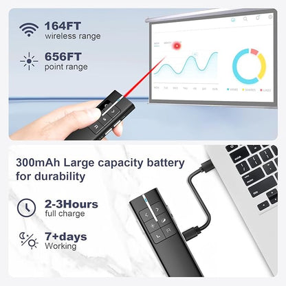 Norwii Wireless Presenter Remote for PowerPoint, Presentation Remote Control Clicker with Complete Air Mouse Function, Handheld Mouse Clicker for Mac, Computer, Laptop, Google Slides, N99