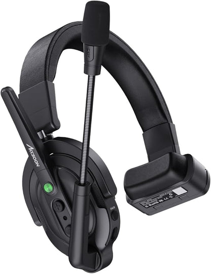Accsoon Como MIC02-H Wireless Headset Intercom System Host Headset Full Duplex 1312ft Team Communication Group Talk, Links up to 9-Person, 10+Hour Battery Life(Only Host Headset)