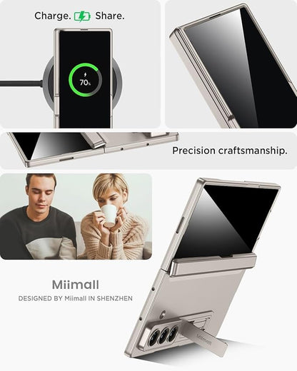 Miimall for Samsung Galaxy Z Fold 7 Case with Privacy Screen Protector, Built-in Adjustable Kickstand & Magnetic Hinge Protection All-Inclusive Protective Case for Galaxy Z Fold 7 5G Titanium Grey