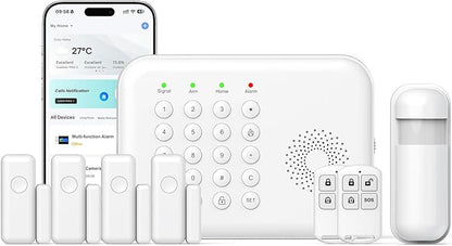 Hapippofa Alarm System for Home Security,WiFi/4G Home Alarm System with DIY,Remote Control App Alert Door Window Sensor Motion Detection No Monthly Fee Compatible with Alexa & Google