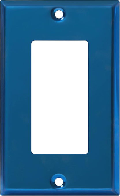 ENERLITES Decorator Switch Metal Wall Plate, Stainless Steel Outlet Cover, Corrosion Resistant, Standard Size 1-Gang 4.50" x 2.76", Stainless Steel 201, 7731-PBL, Polished Blue