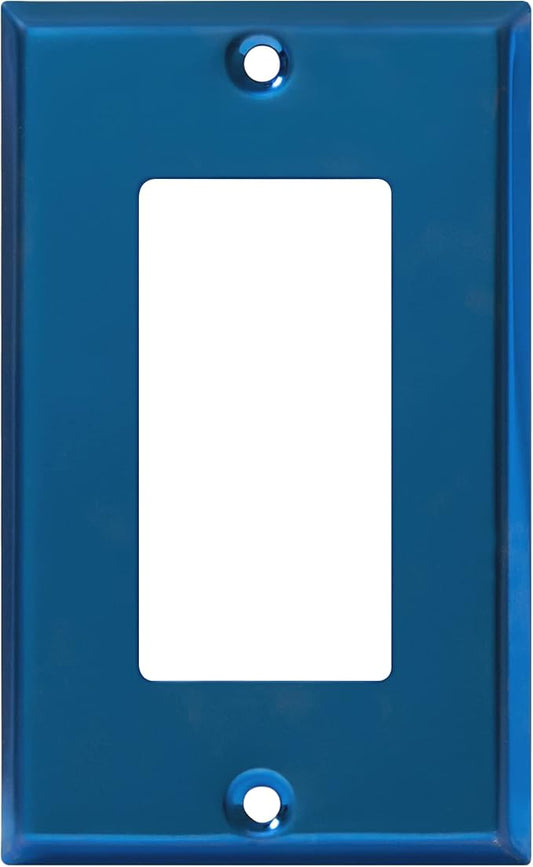 ENERLITES Decorator Switch Metal Wall Plate, Stainless Steel Outlet Cover, Corrosion Resistant, Standard Size 1-Gang 4.50" x 2.76", Stainless Steel 201, 7731-PBL, Polished Blue
