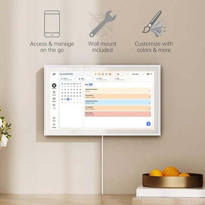 Digital Calendar, 15.6 inch Wall Planner & Chore Chart, Rechargeable Full HD Touchscreen Display, Portable Smart Family Organizer, Event Planner, Desk and Wall mountable, Perfect for Family Schedules - Wall Mount Included No Subscription
