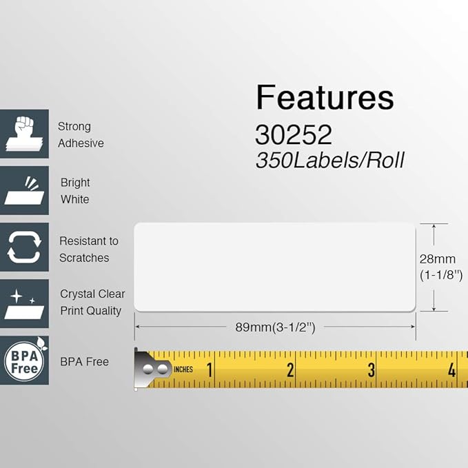 BETCKEY - Compatible DYMO 30252 (1-1/8" x 3-1/2") Address & Barcode Labels - Compatible with DYMO Labelwriter 450, 4XL & Zebra Printers[6 Rolls/2100 Labels, Orage]