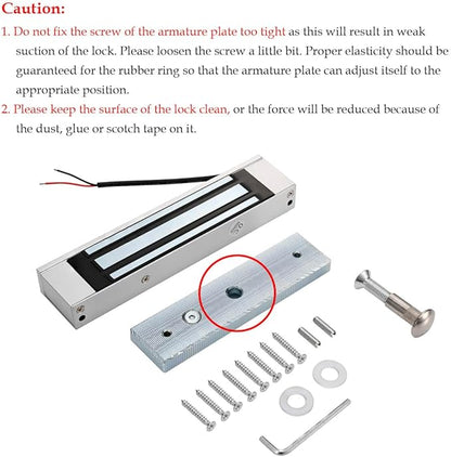 Electric Magnetic Lock 180KG 350LBS Holding Force Electromagnet Lock 12V Fail Safe NC Mode Single Door for Access Control System