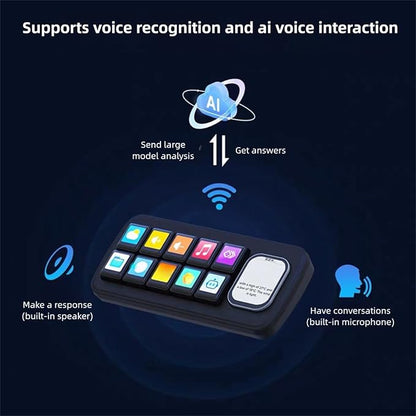 Yunseity AI Voice Control Panel, 10 LCD Mechanical Buttons with 2.01 Inch Auxiliary Screen, Support for Wins for OS X with Dynamic Theme Editor, for Smart Home Automation (White)