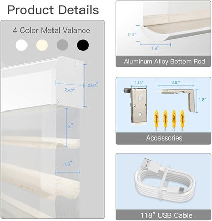 Tokblind Motorized Sheer Shade with Remote Control, Light Filtering Electric Roller Blind Compatible with Alexa via Hub, Rechargeable Smart Window Shade Custom Size (Light Filtering Texture Beige)