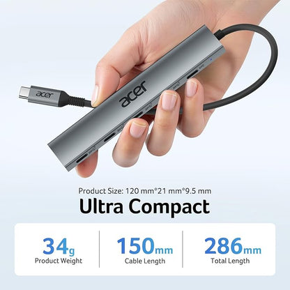 Acer 10 Gbps USB C Hub, USBC Splitter with 4*USB C 3.2 and 100W PD Port, Fast Transfer Type-C Multiport Adapter Compatible with MacBook Pro/M2/M1, iPad, Surface Pro, XPS【No Video Output】