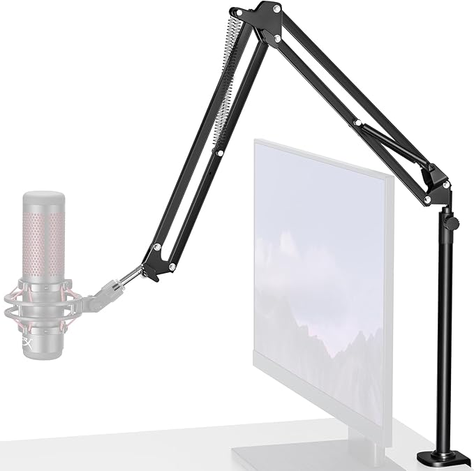 InnoGear Desk Mic Stand, 360° Rotatable Overhead Mic Boom Arm Microphone Stands High Riser for Blue Yeti Snowball HyperX QuadCast SoloCast Fifine Shure SM7B and Other Mics
