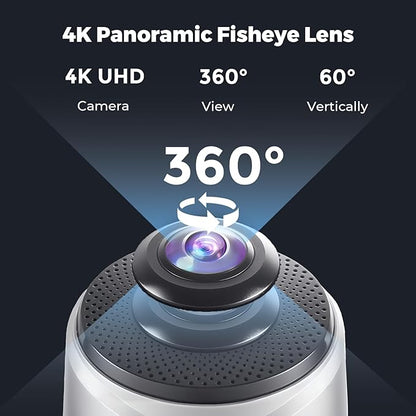 COOLPO Camera 360, 4K Video Conference Room Camera System, Webcam, AI Driven Speaker Tracking, Noise Cancellation, Works with Zoom, Google Meet, Teams and More, 15 ft Mic Pickup, PANA 5ft USB Cable