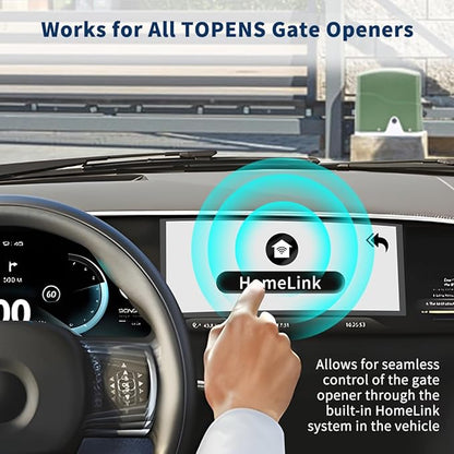 TOPENS HLR01 HomeLink Compatible Universal Receiver with Remote Control Transmitter for Automatic Swing Sliding Gate Opener Garage Door Opener, Security Gate Operator Accessory