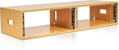Sound Town DIY 2 x 4U Studio Rack, Solid Carbonized Bamboo, for Recording Room, Home Studio (STBR-D4)