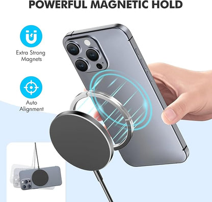 3Pack Magnetic Wireless Charging Pad: 15W Fast Qi Wireless Charger for iPhone 17 16e 16 15 14 13 12 Series & AirPods 4 3 2 Pro 3 - Strong Magnet Dual Ports Slim Portable for Travel Home Office