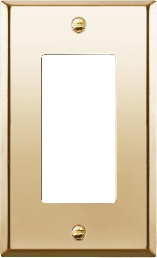 ENERLITES Decorator Switch or Outlet Metal Wall Plate, Stainless Steel Outlet Cover, Corrosion Resistant, Size 1-Gang 4.50" x 2.76", Stainless Steel 201, 7731-PB, Polished Brass, Gold