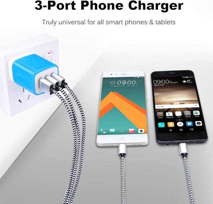 Wall Charger Adapter,USB Cubes,3Pack Universal Travel 3.1A 3 Muti Port Plug Charging Block Compatible with iPhone 16,15,14,13,12,SE 2020,11 Plus,Samsung GalaxyS24,S23,S22,S21 Ultra Plus FE, LG