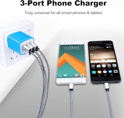 Wall Charger Adapter,USB Cubes,3Pack Universal Travel 3.1A 3 Muti Port Plug Charging Block Compatible with iPhone 16,15,14,13,12,SE 2020,11 Plus,Samsung GalaxyS24,S23,S22,S21 Ultra Plus FE, LG
