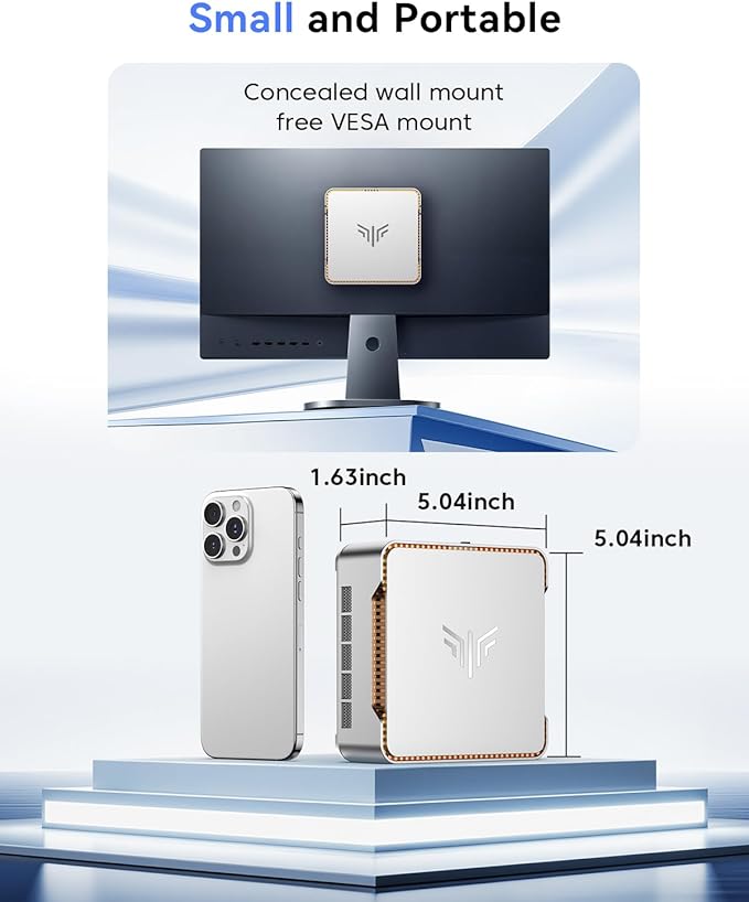 KAMRUI Pinova P2 Mini PC, AMD Ryzen 4300U(Beats 3500U/3200U/N150,Up to 3.7 GHz) Mini Computers, 16GB RAM 512GB SSD Mini Desktop Computers, Triple 4K Display/HDMI+DP+Type-C/WiFi/BT for Home/Business