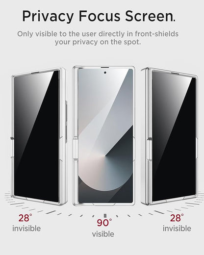 Miimall for Z Fold 7 Case with Privacy Screen Protector, [Military Grade Drop Protection] Built-in Adjustable Kickstand & Magnetic Hinge Protection Shockproof Phone Case for Galaxy Z Fold 7 5G Silver