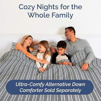 Full XL Bed Sheet Set - 4 Piece Extra Long Extended Full XL Sheets - Soft, Breathable & Cooling - Fits 8" to 16" Mattress with Deep Pockets - 54" x 80" - Wrinkle and Fade Resistant - Grey Stripes 3