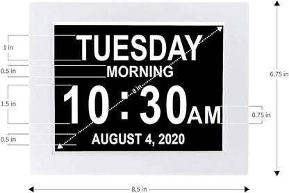 American Lifetime 【New 2025】 Dementia Digital Clock for Seniors, Large Display with Custom Alarms, Clock with Day & Date for Elderly, Large Number Digital Clock White
