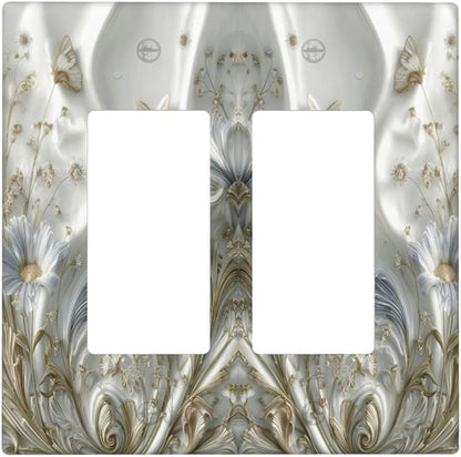 Bvtewkhz Boho Floral Wild Flower 2 Gang Double Rocker Decorative Light Switch Covers Electrical Faceplate Switch Plates for Bathroom Kitchen Home