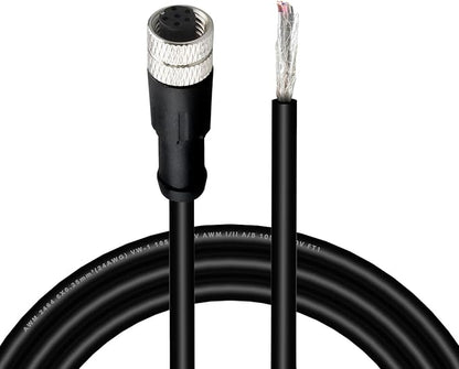 Lonlonty M8 Cable 6 Pin 6.5Ft/2M Female A Coding Circular Connector Cable Shielded IP67 Waterproof Single End Cable A Code