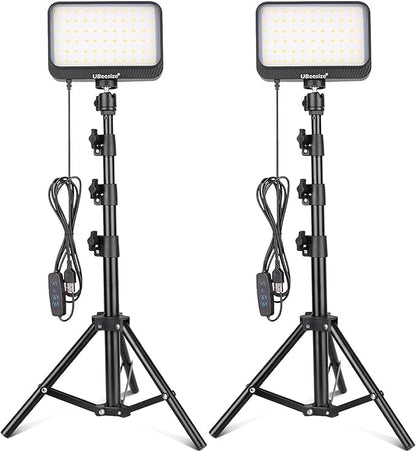 UBeesize LED Video Studio Light Kit - 16 Color Filters, Adjustable Tripod Stand with Ball Head, Photography Lighting for Video Recording