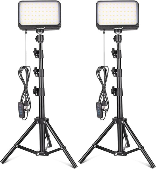 UBeesize LED Video Studio Light Kit - 16 Color Filters, Adjustable Tripod Stand with Ball Head, Photography Lighting for Video Recording