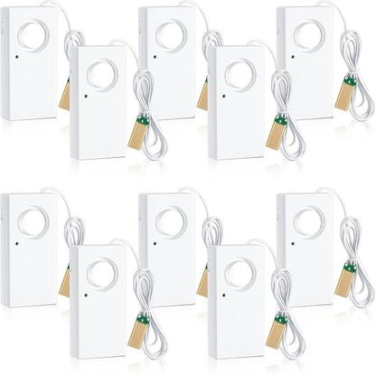 Hoteam 10 Pcs Water Sensor Alarm Leak Detector 120db Water Leak Alarm 9v Battery Flood Sensor Detector Overflow Security Alert for Home Basement Kitchen Garage Bath Tub Sink, White