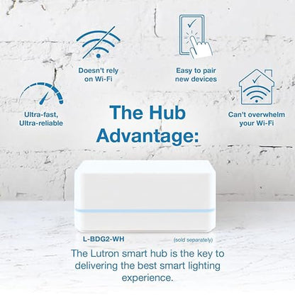 Lutron Claro Smart Light Switch for Caseta Lighting, for LED Lights, Fans, 5 Amp, Single-Pole/3-Way, Neutral Required, DVRF-5NS-IV, Ivory