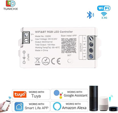 TUNICHX RGB SMD FCOB LED Strip 2.4 GHz WiFi Group Controller Alexa Google Home Smartphone APP Control Compatible with WR01RF LM096 FUT095 FUT096 B3 T3 Mi-Boxer/Mi-Light（RF Remote Does not Included