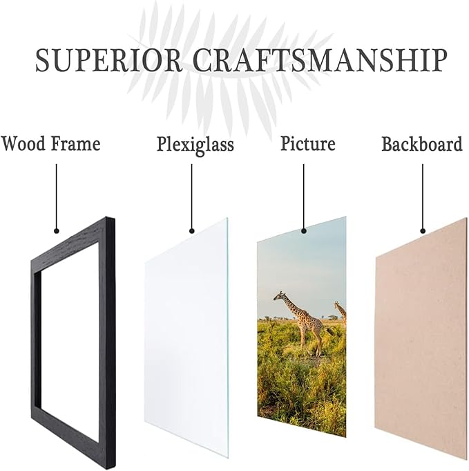 TKYGU 13 x16 Picture Frame Set of 5,Wooden Frame 13 x16 Wall Gallery Poster Photo frame Black with Durable Shatter Resistant Plexiglass for 13by 16 frame best gift
