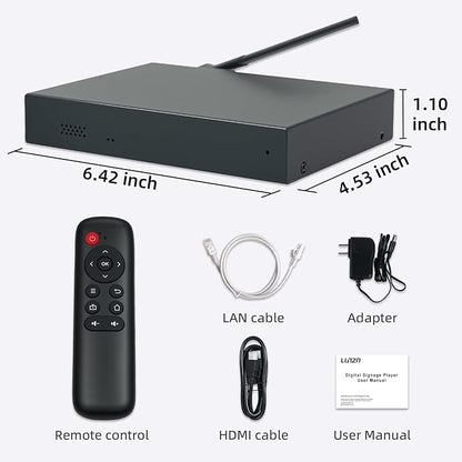 Lunzn Digital Signage Player Metal Box 4+32G Android 12 CMS Remote Publish Advertising Media Player (YM08)