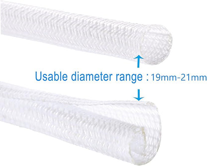 QCSIW 3/4"-25ft Braided Cable Sleeve Protector - Self-Wrapping Split Wire Loom for Home Theater, Pet-Proof Cord Organizer, Heat-Resistant, White