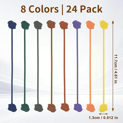 SOLIDATOR Fun Squirrel Magnetic Cable Ties – 24 Pack, Reusable Silicone Cord Organizers for Home & Office, Strong Magnetic Hold, Assorted Colors, Ideal for Cable Management, Novelty Gift