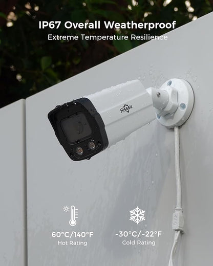 Hiseeu 12MP PoE Security Camera System, 8 Pcs 12MP Security Cameras, 121° Wide View, Person Vehicle Detect, 2-Way Audio, Soptlights Color Night Vision, 16 CH PoE NVR with 4TB HDD for Home Surveillance