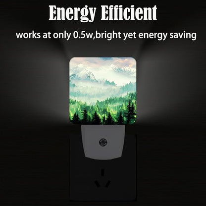 FSHVQKD Mountain Forest Landscape Painting Night Light,Plug Into Wall Decor for Stairway,Hallway,Kitchen,Dusk to Dawn Sensor Nightlights for Boys/Girls/Women/Men Room Gifts