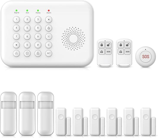 PGST Wireless Alarm System,Smart GSM 4G Home Security System with Door/Motion Sensors,Tuya APP Alerts,Compatible with Alexa&Google Assistant for Home,Villa,Apartment,Kids Safety,Pets