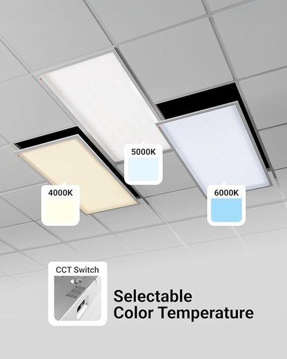 Sunco 12 Pack 2x4 LED Flat Panel Light Drop Ceiling Office Fixture with Emergency Battery Backup, 90 Minute Duration, 7760 LM, Selectable Features, 40/50/60W, 4000/5000/6000K, Dimmable (0-10V) ETL.