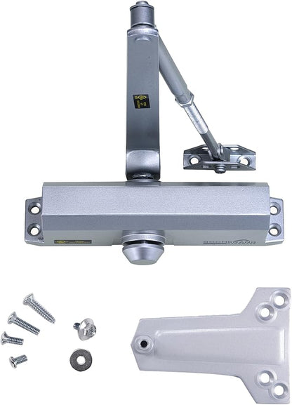 Boomerang Medium Duty Automatic Commercial Door Closer - D703 Hydraulic UL 3 hr. Fire Rated Closer, Surface-Mounted Size 3 for Home & Light Commercial Doors, Aluminum/Silver (US26D)