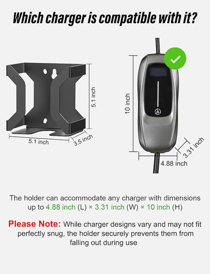 BMZX EV Charger Holder J1772, Wall Mount Kit for Electric Car Charger | Heavy-Duty Stainless Steel | SAE J1772 Compatible | Includes Nozzle Holster Dock & J-Hook