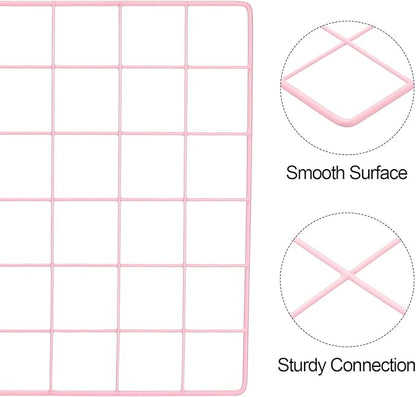 PATIKIL 24"x12" Wire Grid Panel, 2 Pack Board Photo Pictures Memo Display Grid Panels Hanging Organizer Wall Decorative Panel for Home Office Wedding, Pink