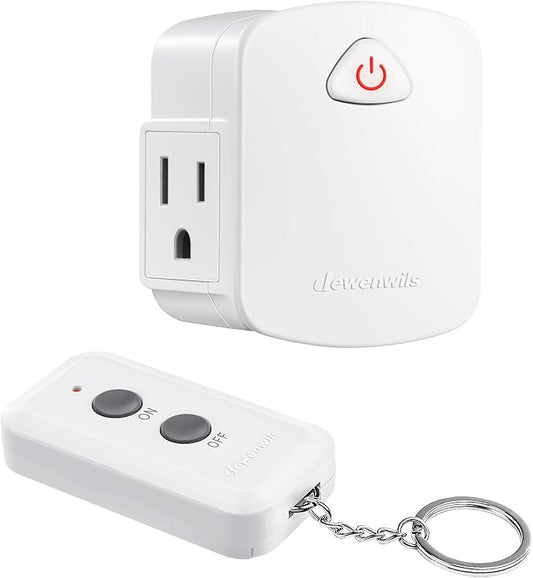 DEWENWILS Remote Control Outlet, Upgraded Version Wireless Remote Light Switch for Lamp, Household Appliances, 15A/1875W, 100 FT Long Range, Compact Side Plug, ETL Listed, White…