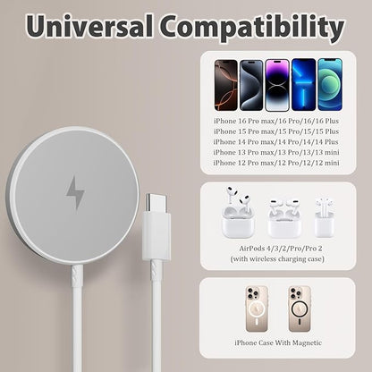 [Apple MFi Certified] Magnetic Charger for iPhone 17 16e, 10FT 2Pack Fast Charge for Apple MagSafe Wireless Charger, Long Wireless Mag Safe Charging Pad for iPhone 17 Pro Max/17 Air/16 Pro/15/14/13/12