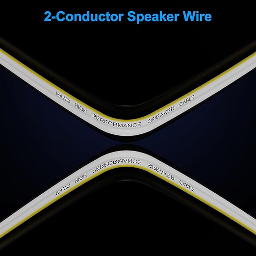 Mygatti 16AWG Speaker Wire 250 FT, 16/2 Gauge Audio Speaker Wire, for Car Speakers Stereo, Home Theater, Automotive Wire, White Jacket with Yellow Polarity Marker, CCA, 2 Conductors Electrical Wire