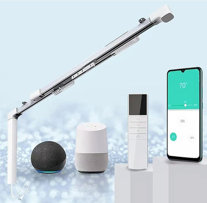 TIPIACE Hard-Wired Tuya Wifi Motorized Curtain Track to Remote Control Ceiling Mount Electric Retractable Curtain Rail Compatible with Alexa Google Home (L 94-177 inch OR 240cm - 450cm)